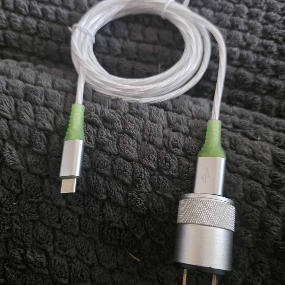USB-C Charging Cable with Silver and Green Accents